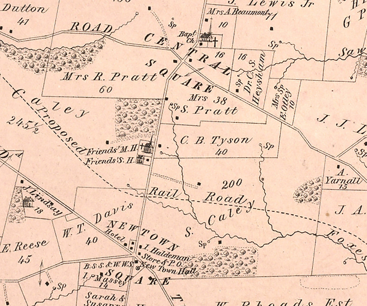 1875 Map of Newtown Township Delaware County Pennsylvania