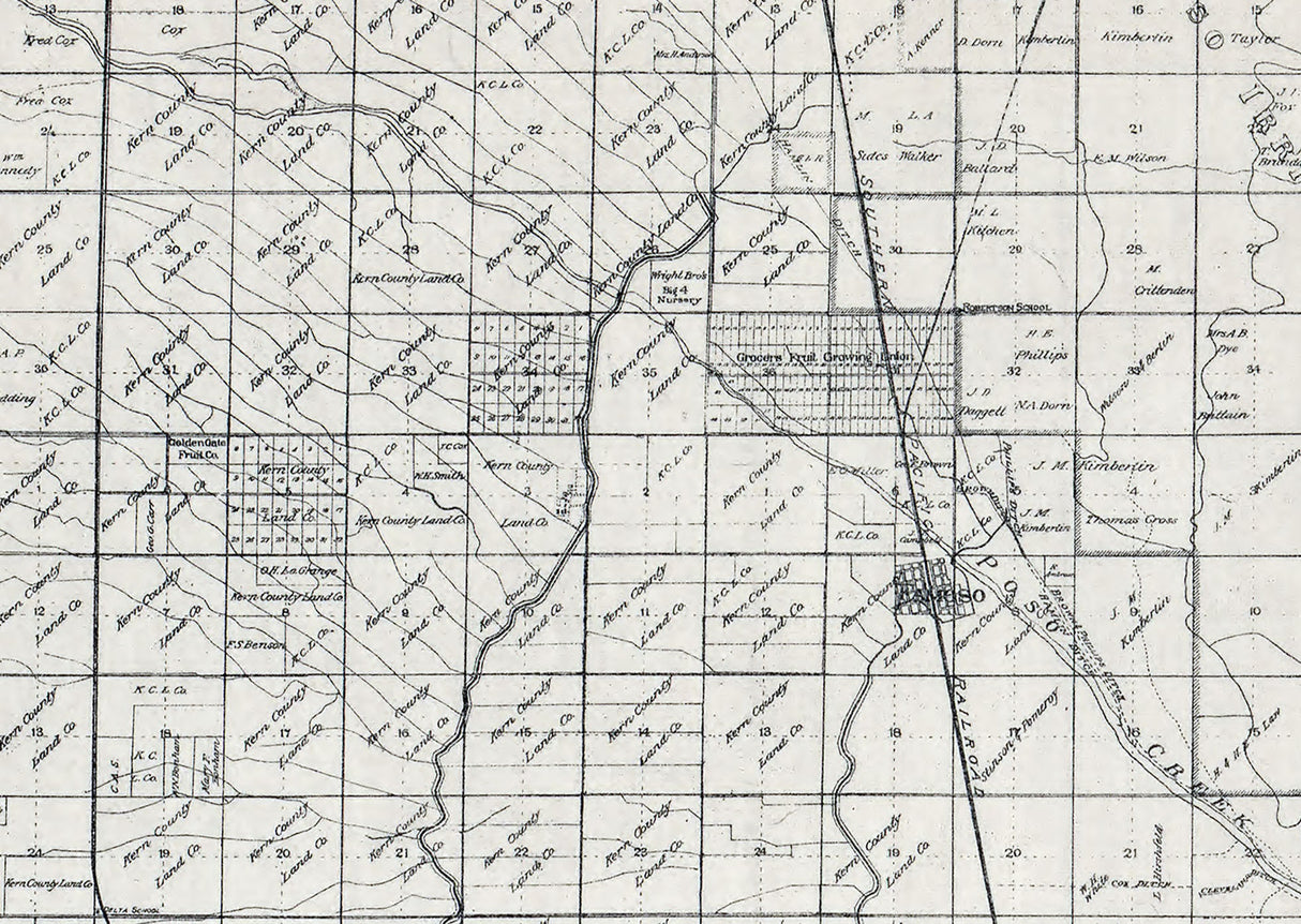 1897 Farm Line Map of the Kern Delta Kern County California