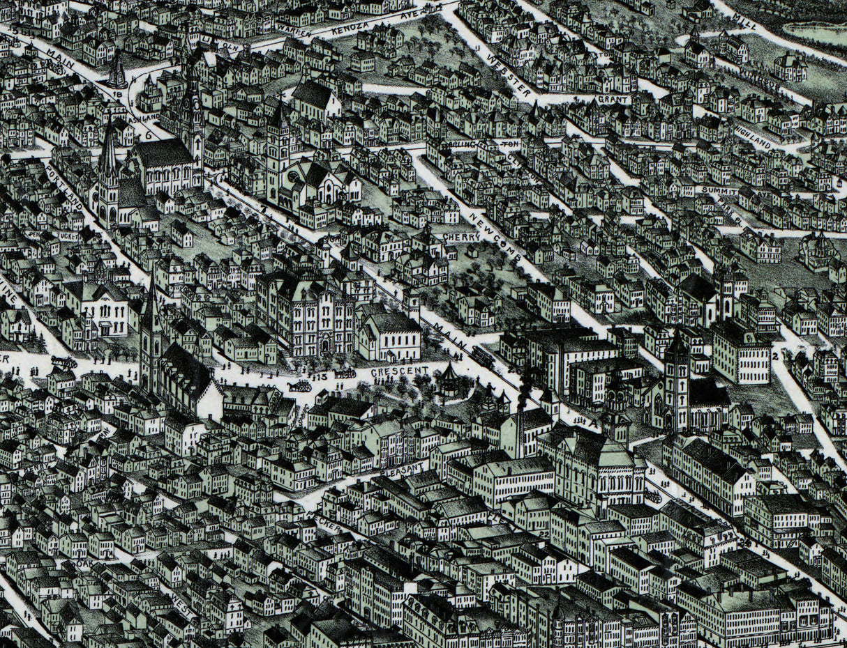 1893 Panoramic Map of Haverhill Massachusetts