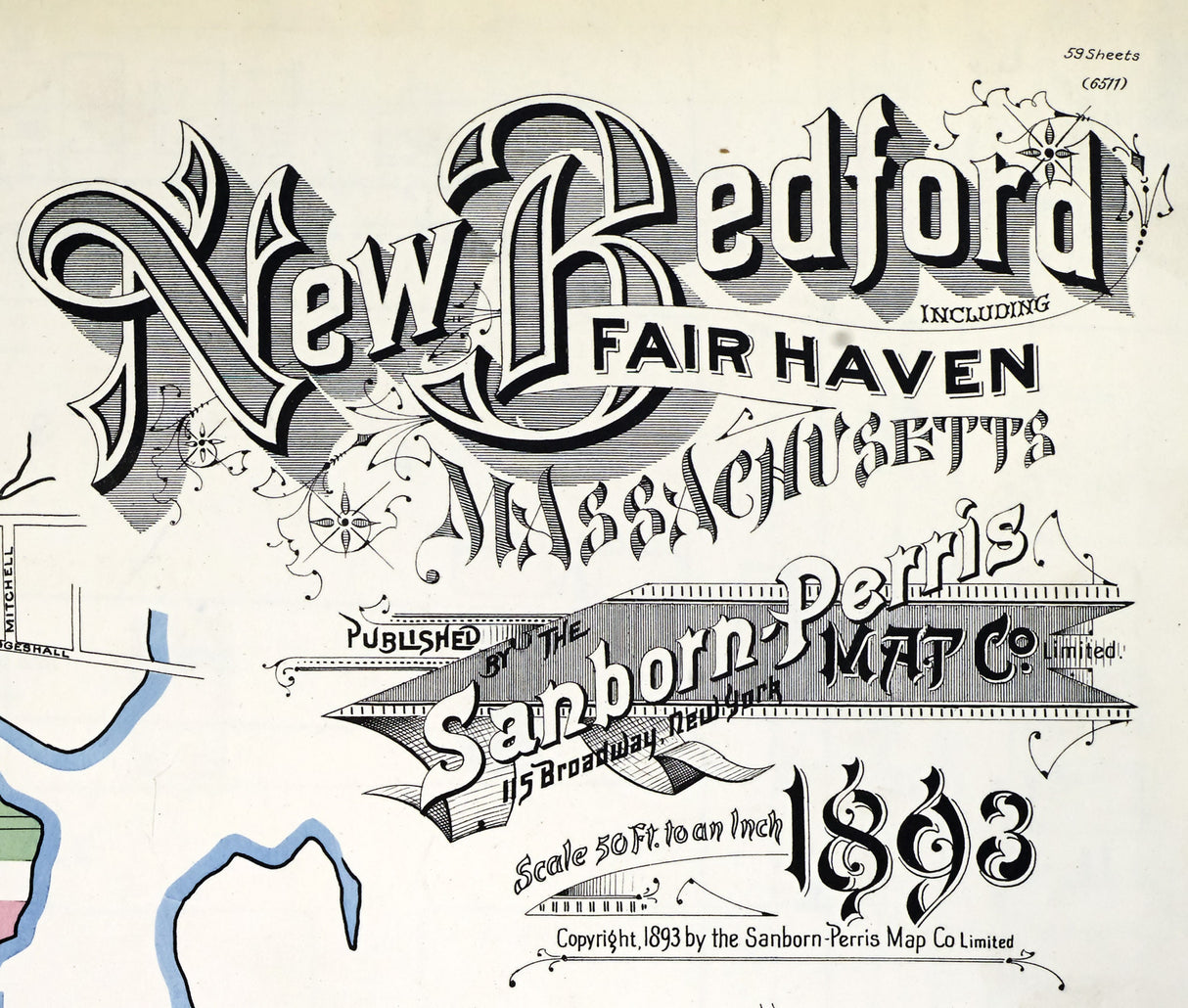 1893 Town Map of New Bedford Bristol County Massachusetts