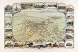 1901 Panoramic Map of Bakersfield Kern County California