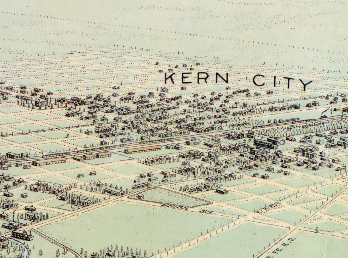 1901 Panoramic Map of Bakersfield Kern County California