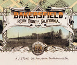 1901 Panoramic Map of Bakersfield Kern County California