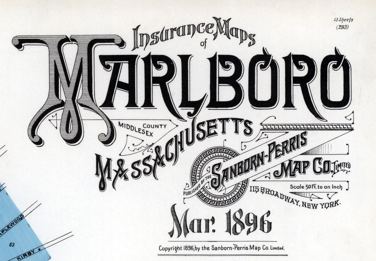 1896 Town Map of Marlborough Middlesex County Massachusetts