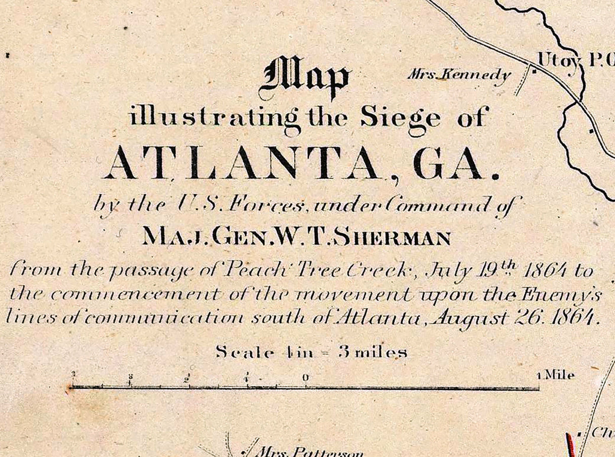 1864 Map of Atlanta Georgia During Civil War