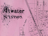1874 Map of Garrettsville Portage County Ohio Randolph Atwater Station