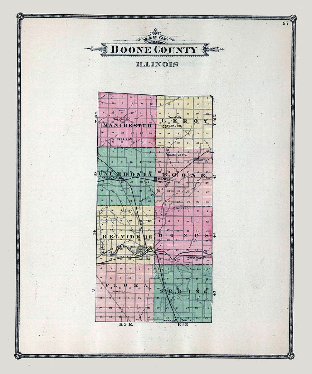 1886 Map of Boone County Illinois