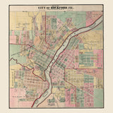 1886 Map of Rockford Boone County Illinois
