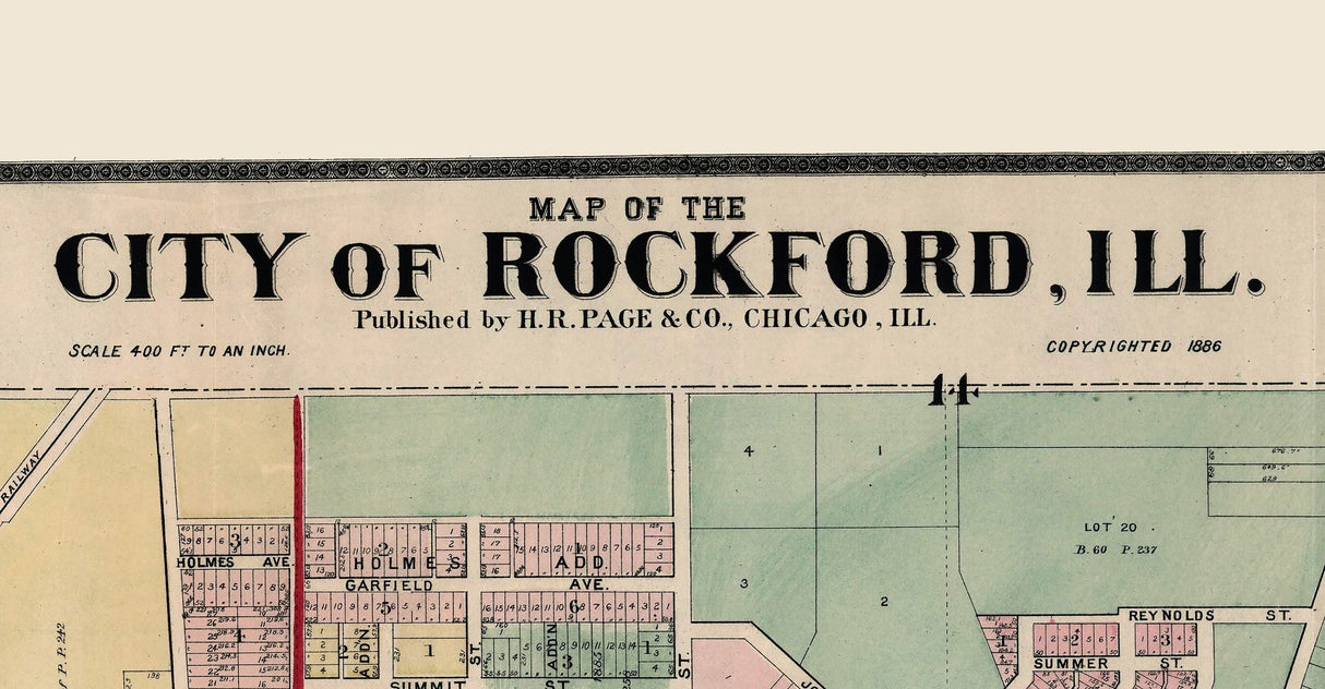 1886 Map of Rockford Boone County Illinois