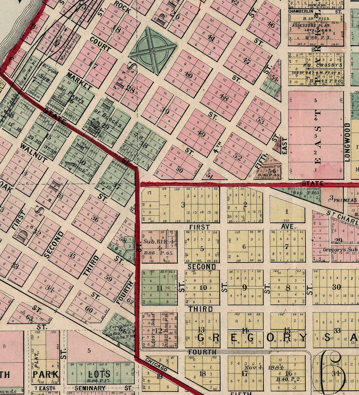1886 Map of Rockford Boone County Illinois