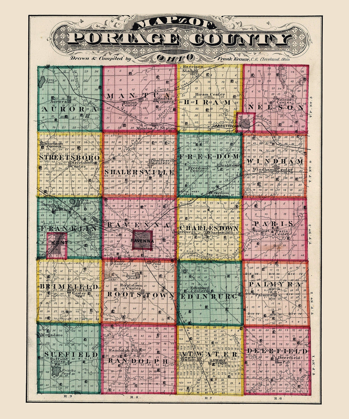 1874 Map of Portage County Ohio