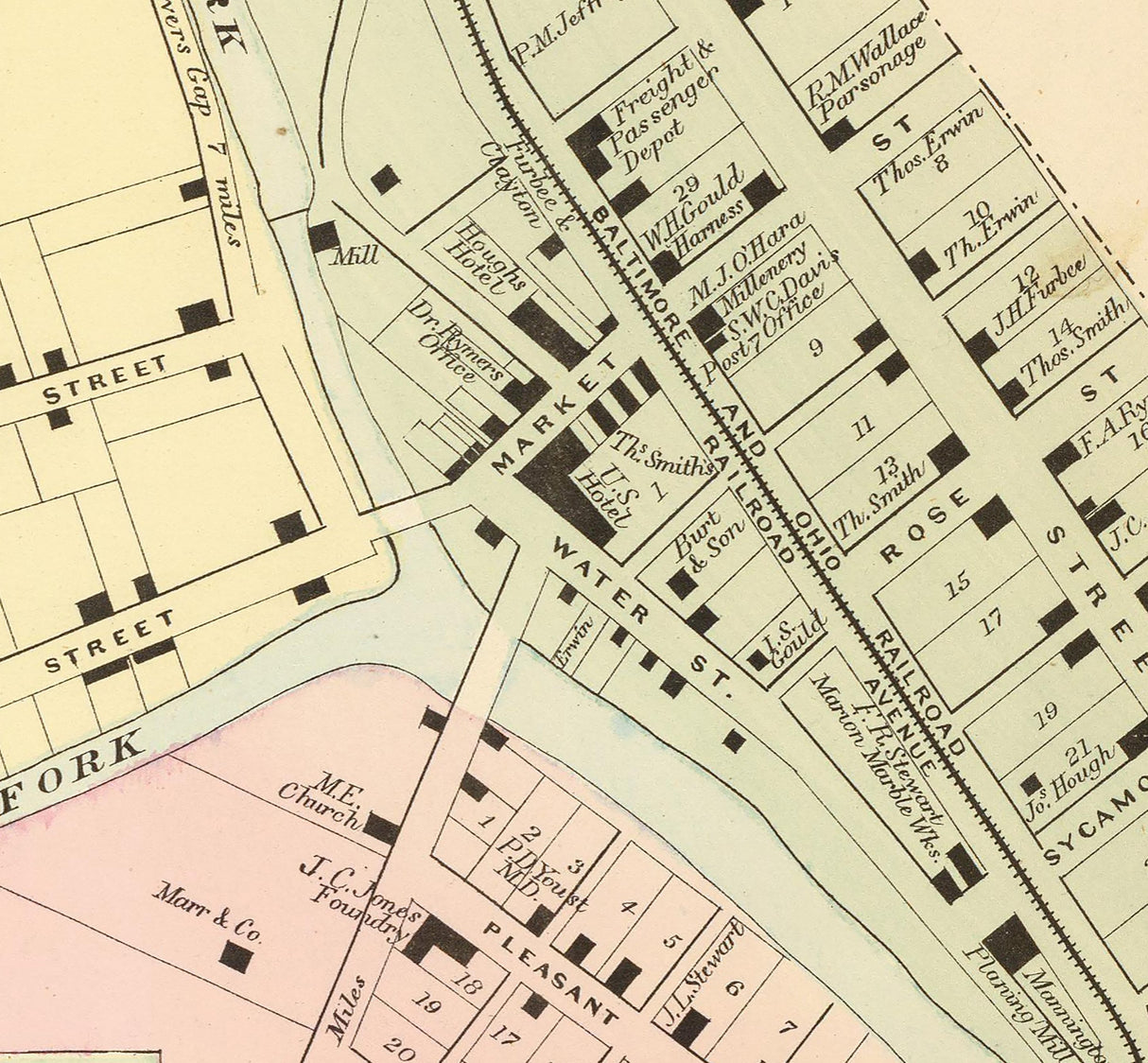 1873 Map of Mannington Marion County West Virginia