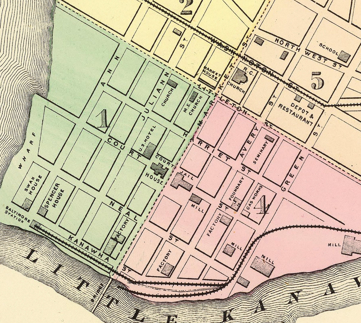1873 Map of Parkersburg West Virginia