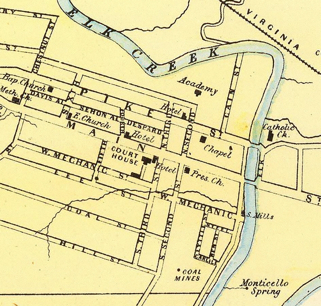 1873 Map of Clarksburg West Virginia