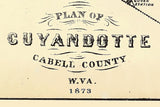 1873 Map of Cuyandotte Cabell County West Virginia