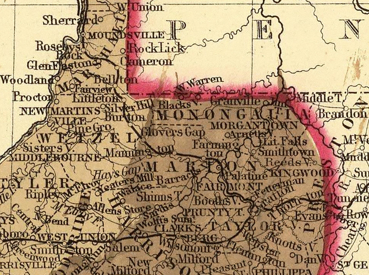 1872 Map of the Coal Fields of West Virginia