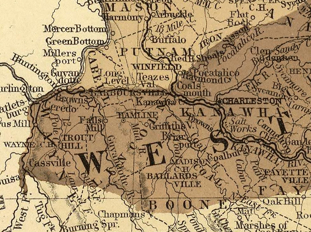 1872 Map of the Coal Fields of West Virginia