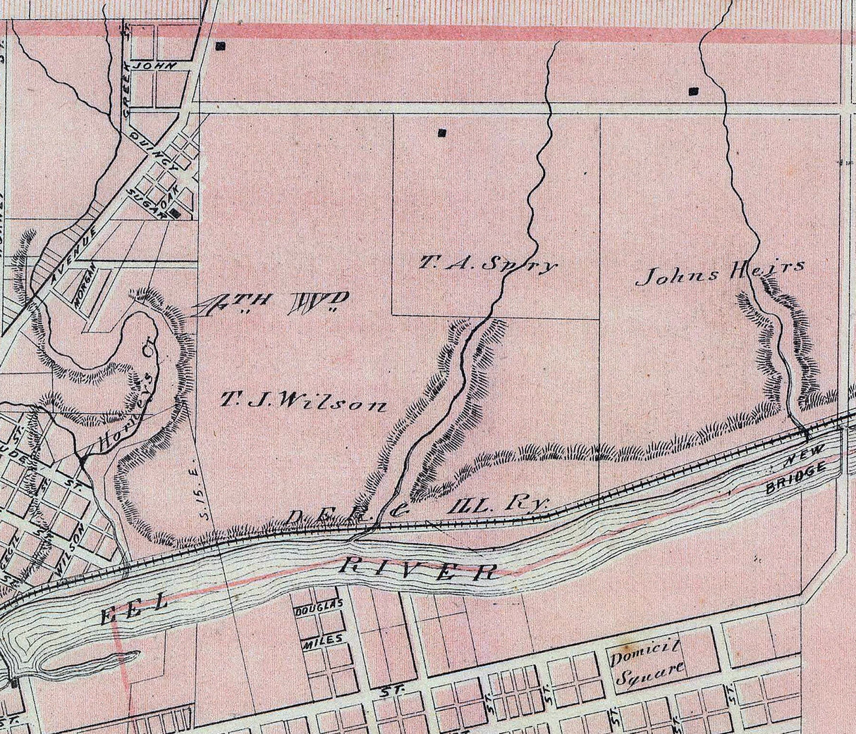 1876 Map of Logansport Cass County Indiana