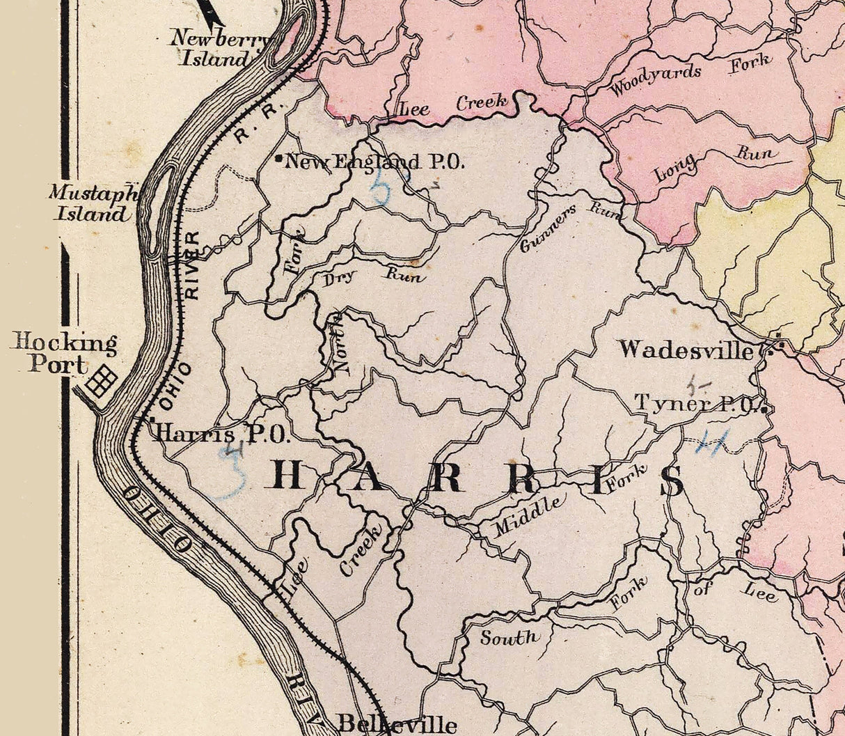 1886 Map of Wood County West Virginia