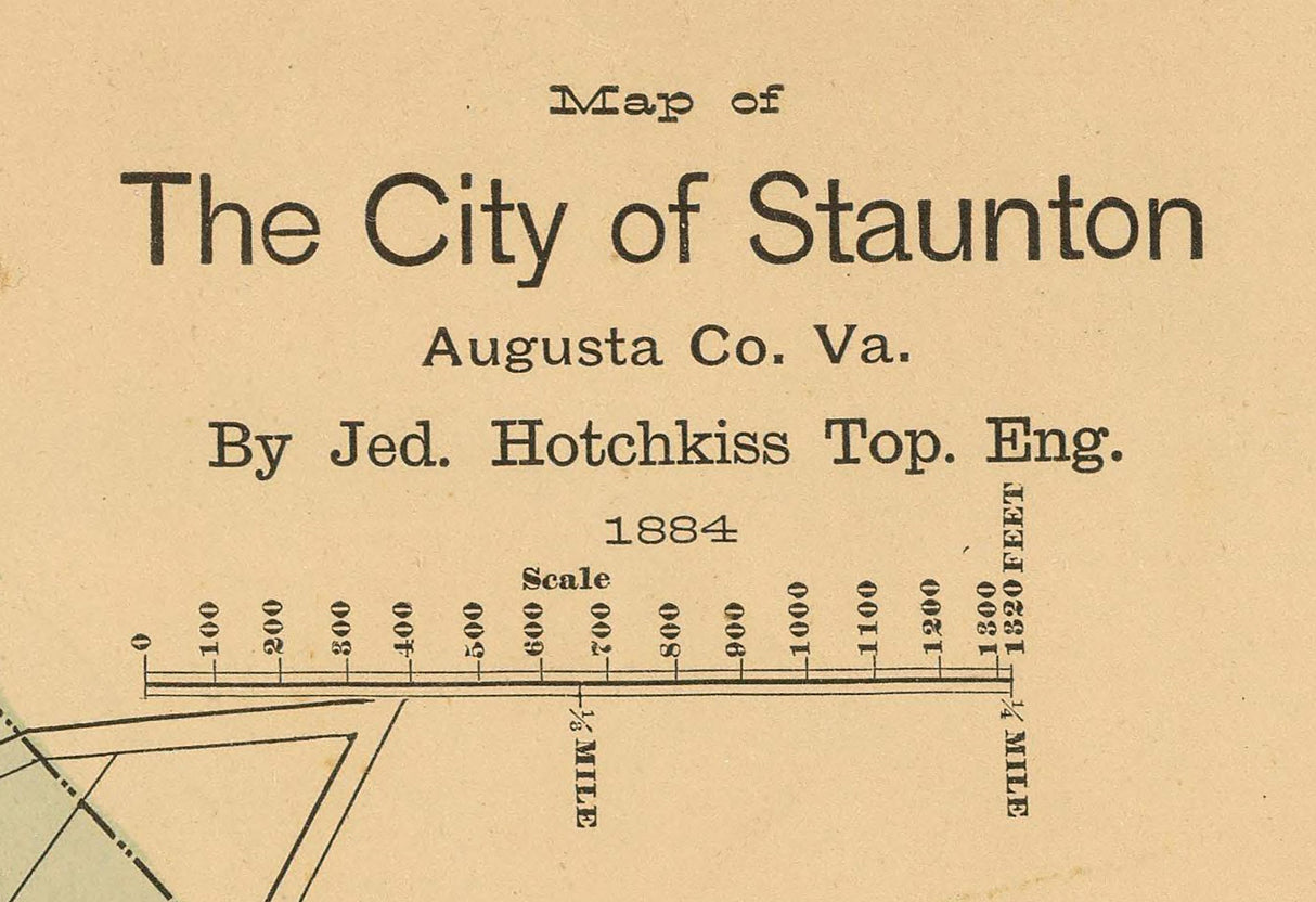 1885 Map of Staunton Augusta County Virginia