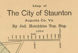 1885 Map of Staunton Augusta County Virginia