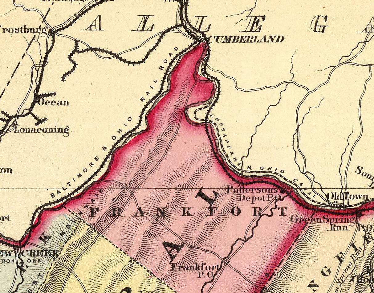 1873 Map of Mineral and Hampshire County West Virginia