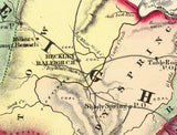 1873 Map of Raleigh Mercer Summers and Monroe County West Virginia