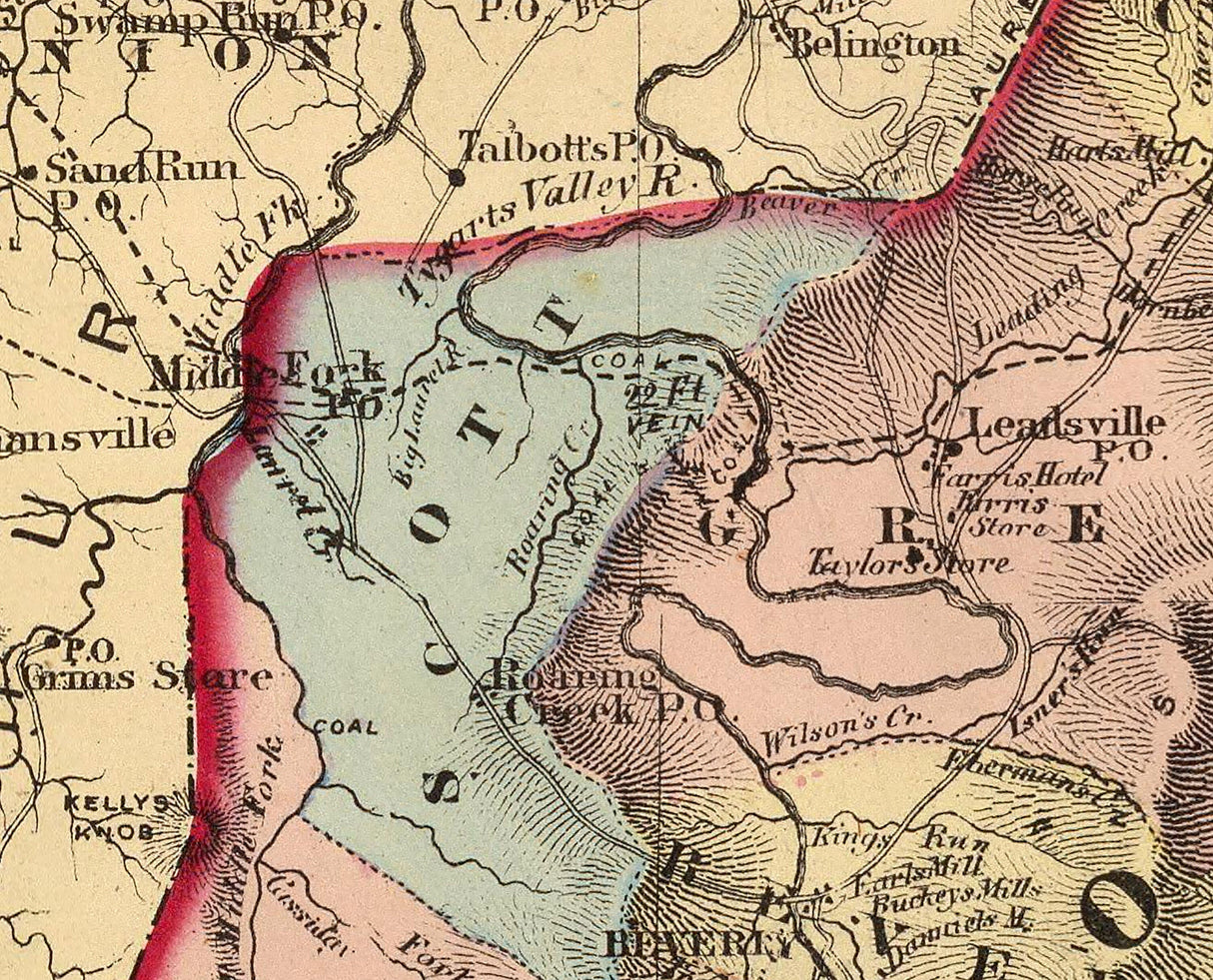 1873 Map of Randolph and Pendleton County West Virginia