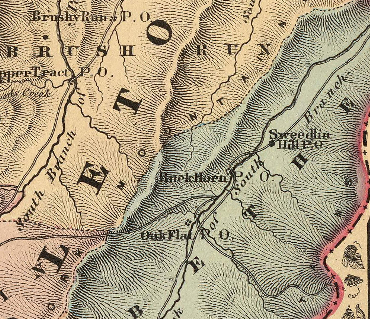 1873 Map of Randolph and Pendleton County West Virginia