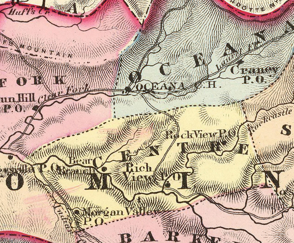 1873 Map of Wyoming and McDowell County West Virginia