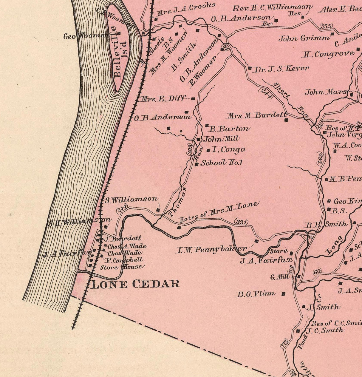 1886 Map of Harris District Wood County West Virginia