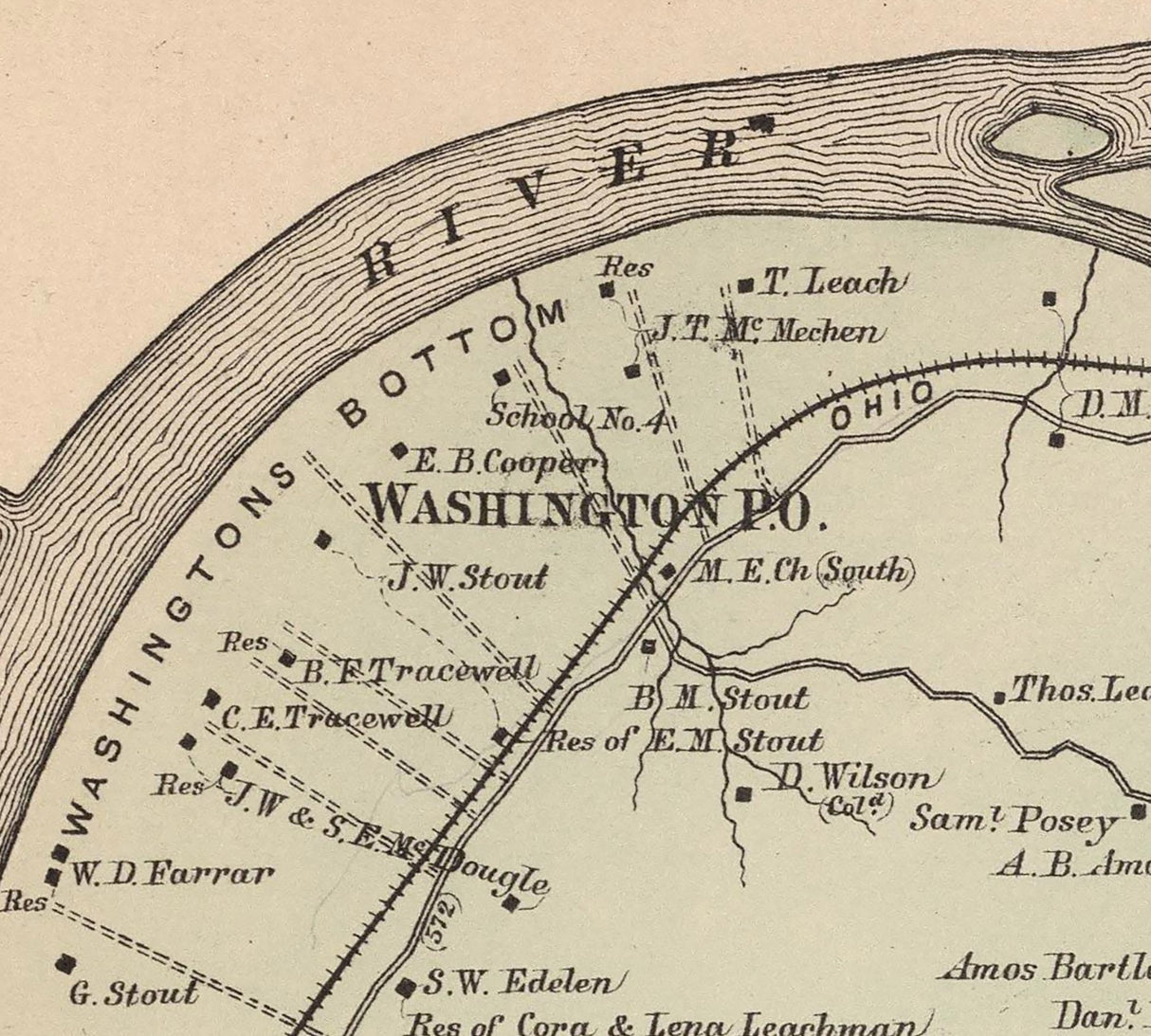 1886 Map of Lubeck District Wood County West Virginia