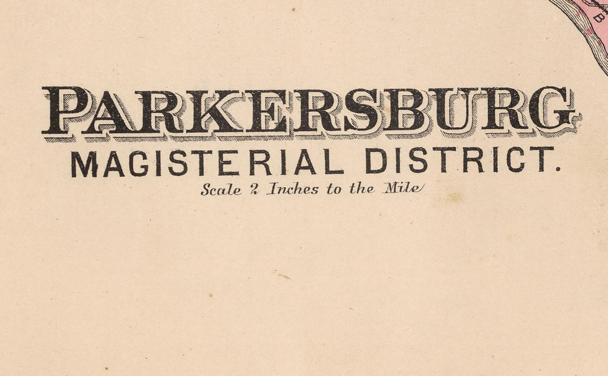 1886 Map of Parkersburg District Wood County West Virginia