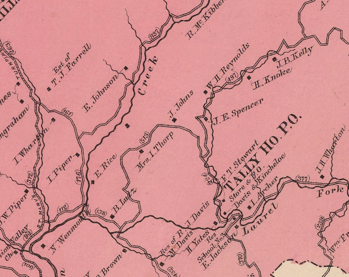 1886 Map of Union District Wood County West Virginia