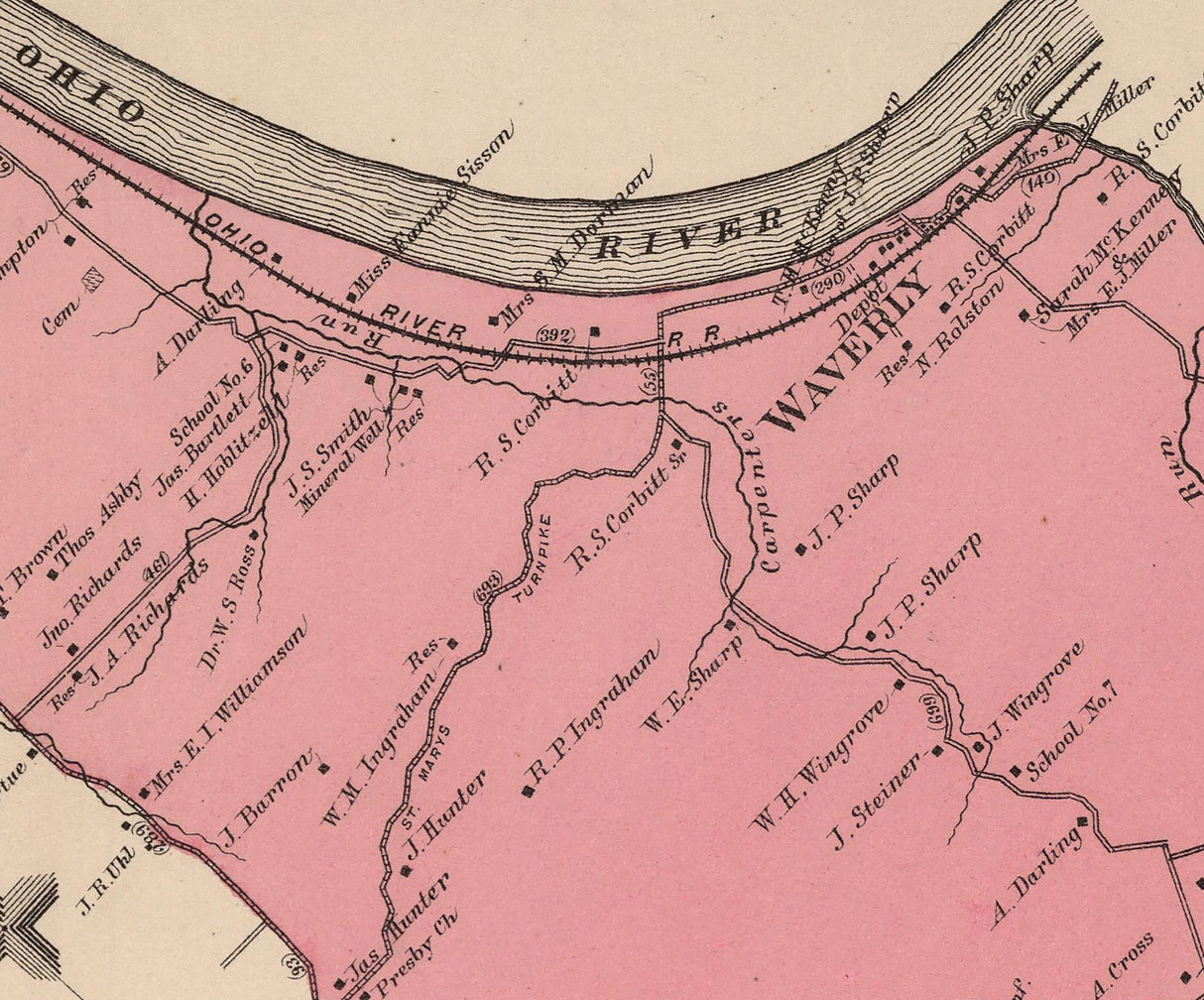 1886 Map of Union District Wood County West Virginia