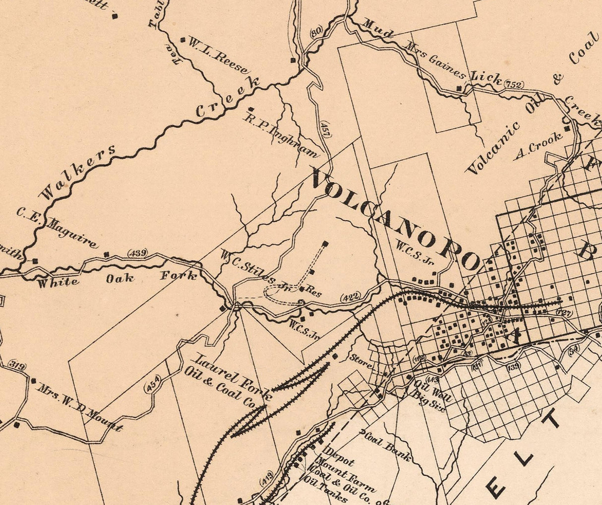 1886 Map of Walker District Wood County West Virginia