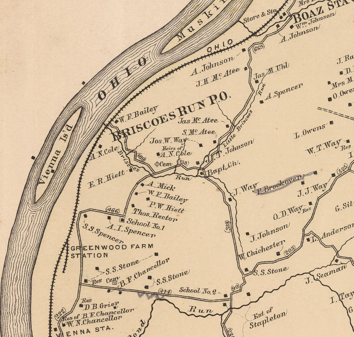 1886 Map of Williams District Wood County West Virginia