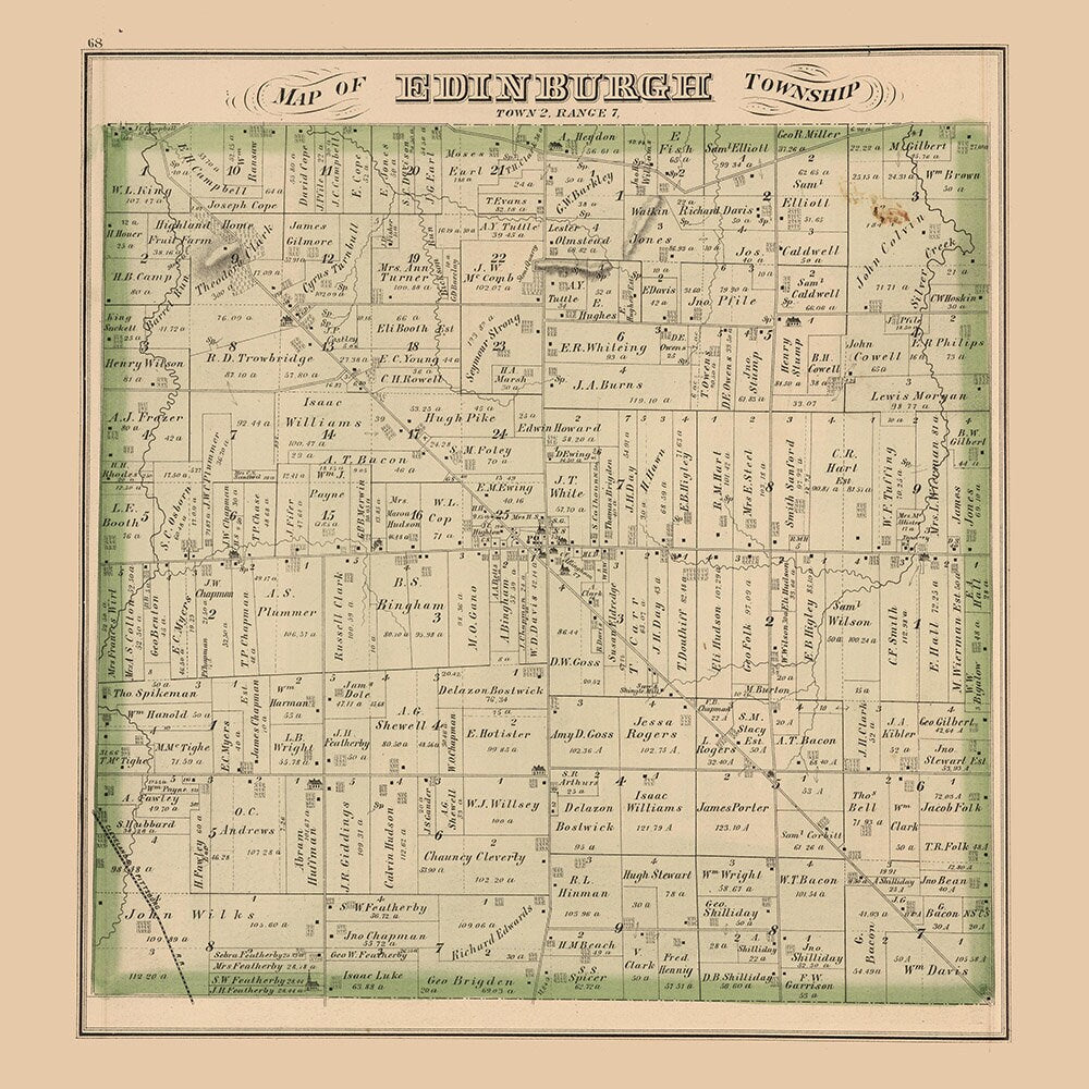 1874 Map of Edinburgh Township Portage County Ohio