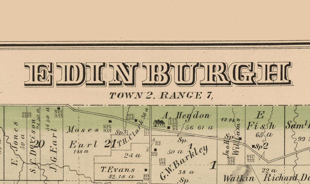 1874 Map of Edinburgh Township Portage County Ohio
