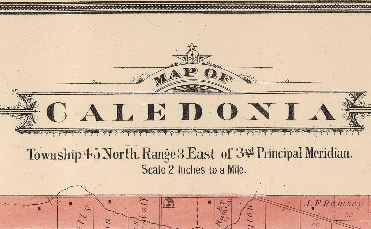 1886 Map of Caledonia Township Boone County Illinois