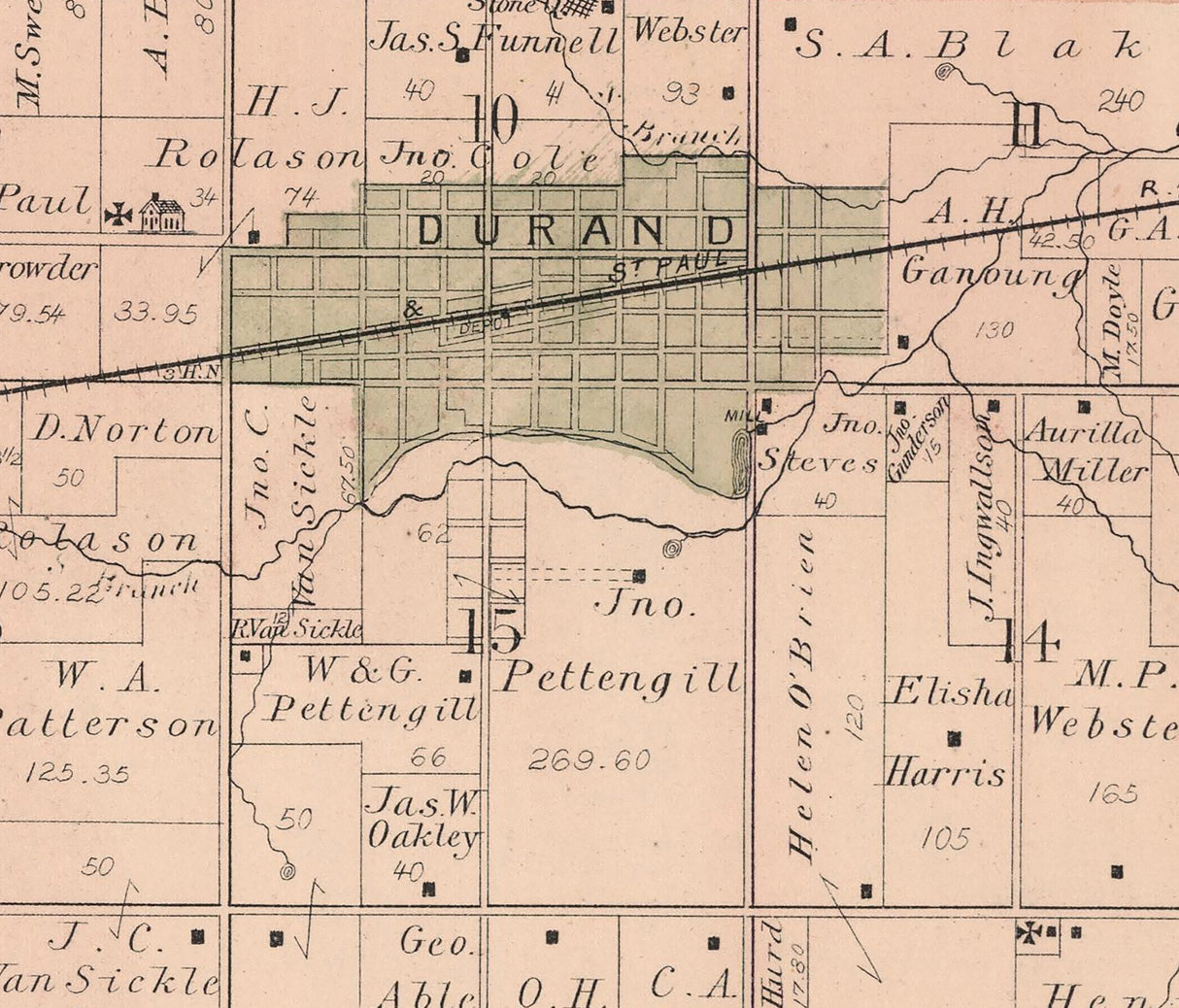 1886 Map of Durand Township Winnebago County Illinois