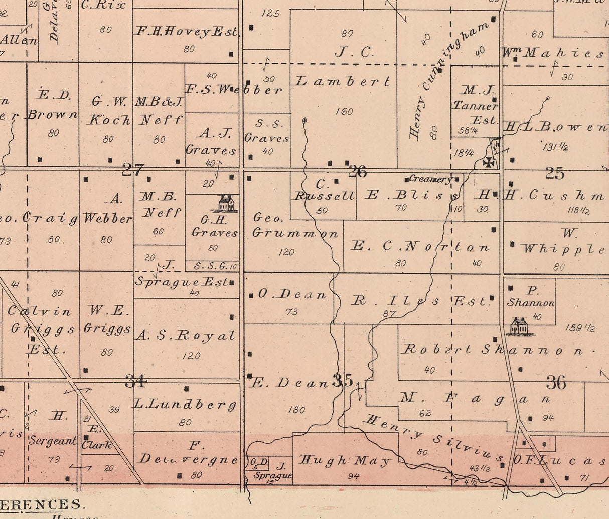 1886 Map of Flora Township Boone County Illinois