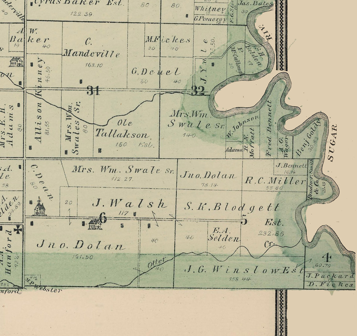 1886 Map of Laona Township Winnebago County Illinois