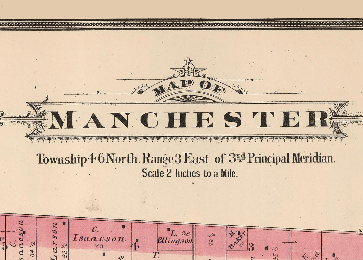 1886 Map of Manchester Township Boone County Illinois