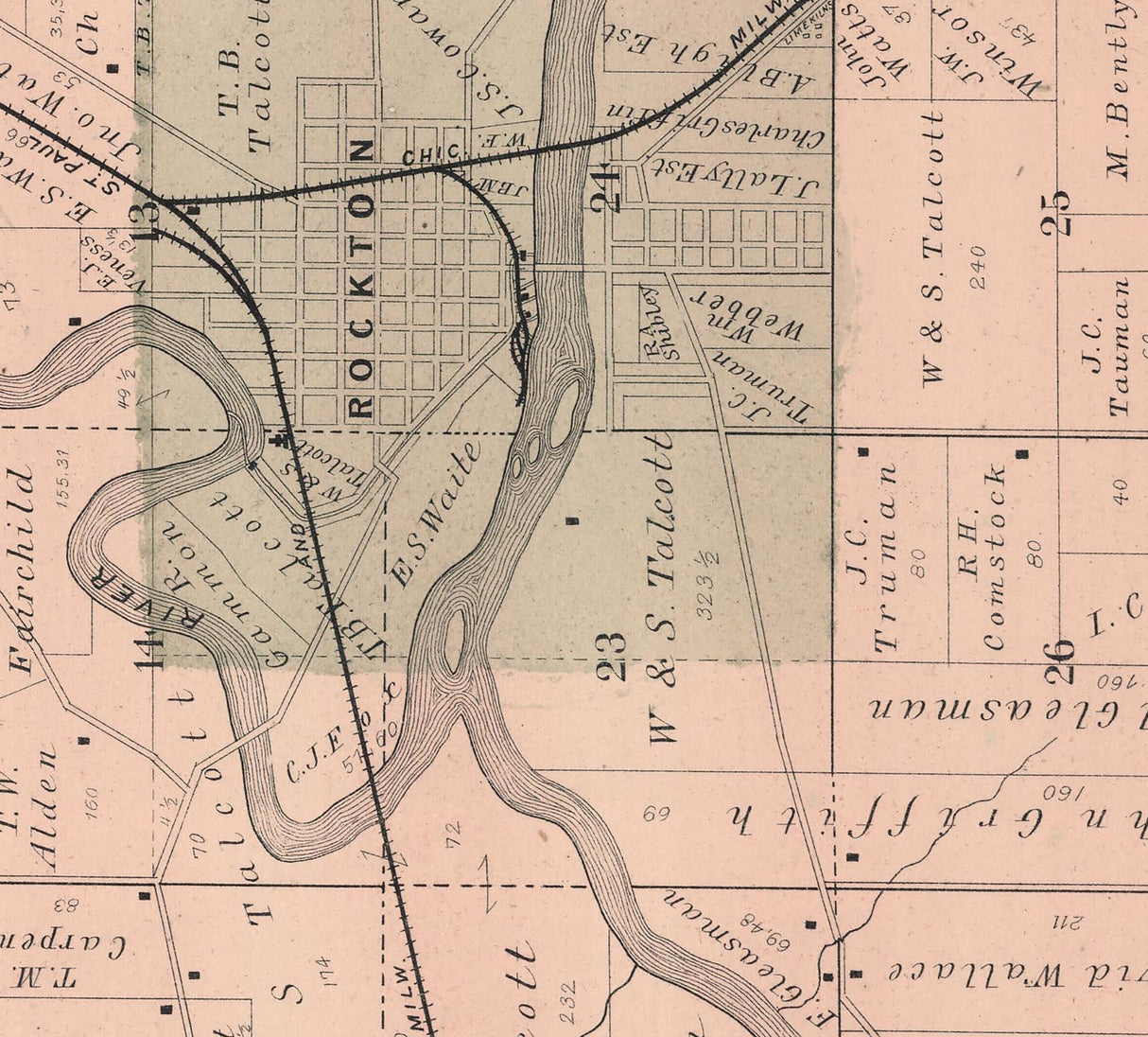 1886 Map of Rockton Township Winnebago County Illinois