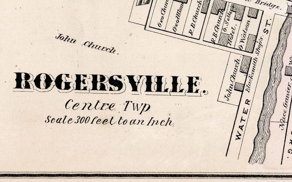 1876 Map of Gilmore Township Greene County Pennsylvania Rogersville Graysville