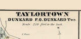 1876 Map of Taylortown Greene County Pennsylvania Clarksville