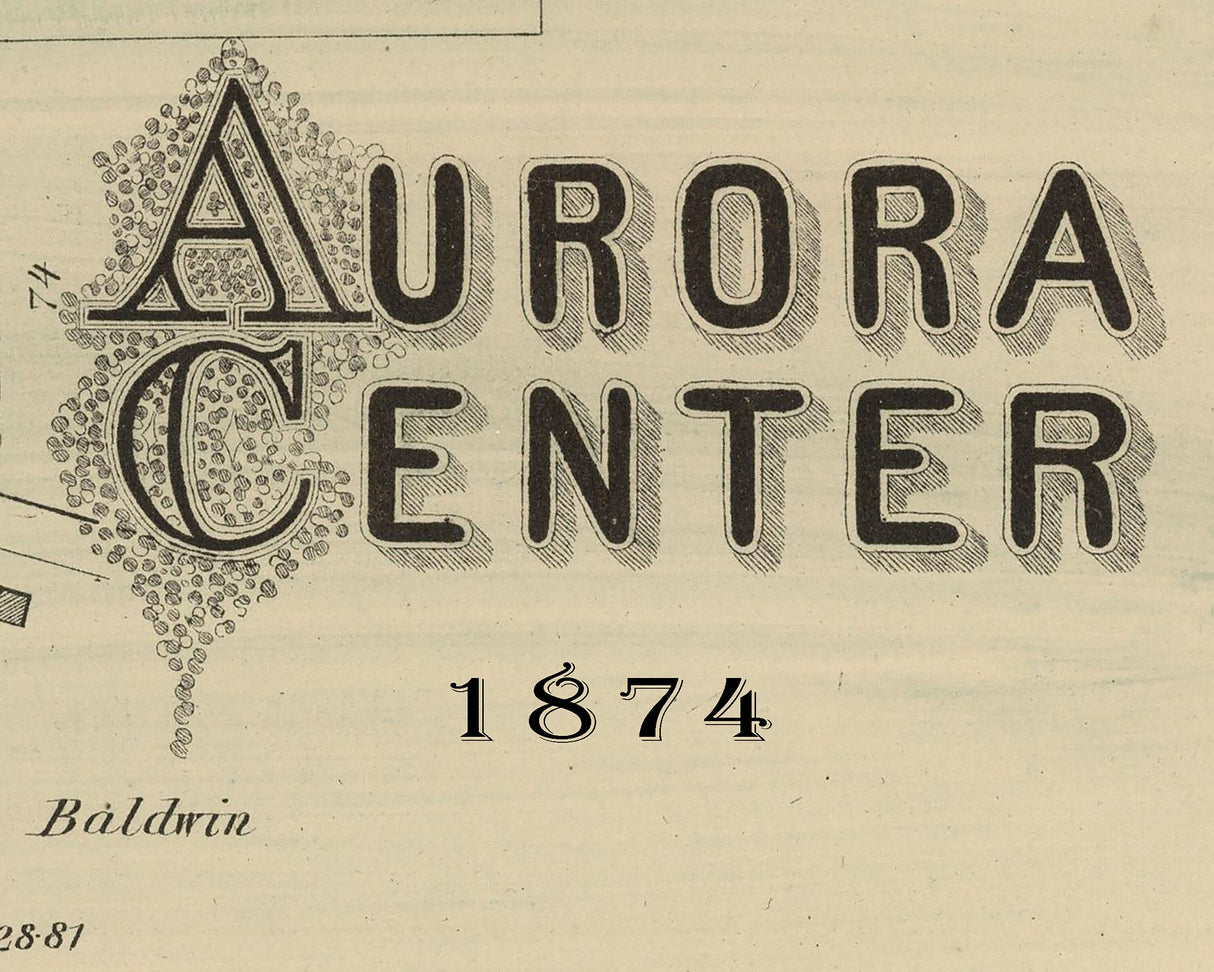 1874 Map of Aurora Center Portage County Ohio