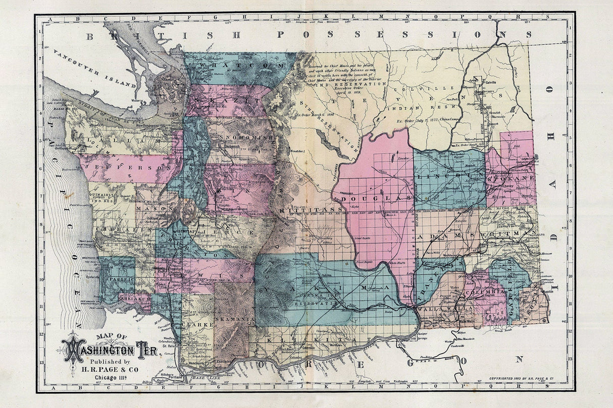 1883 Map of Washington State Territory