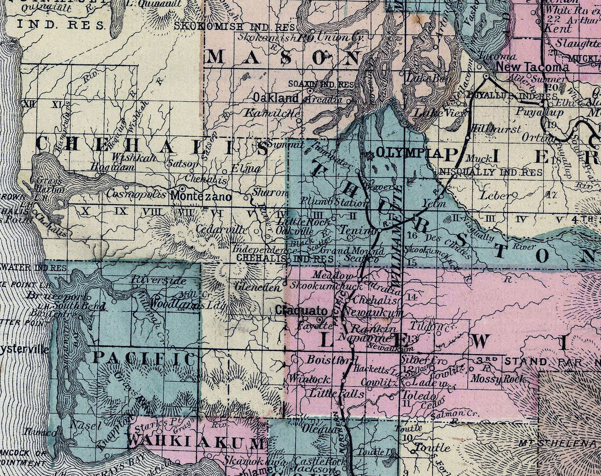 1883 Map of Washington State Territory